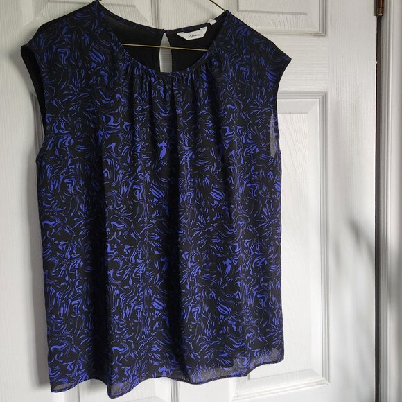 Womens Sleeveless Blouse, Blue and Black, Reitmans, Size XL - Picture 1 of 5